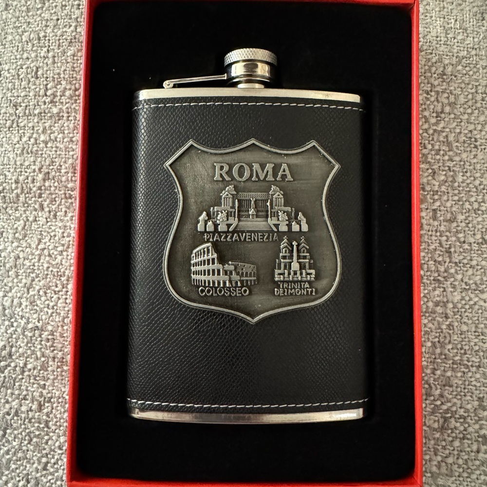 Black and Silver Roma Flask